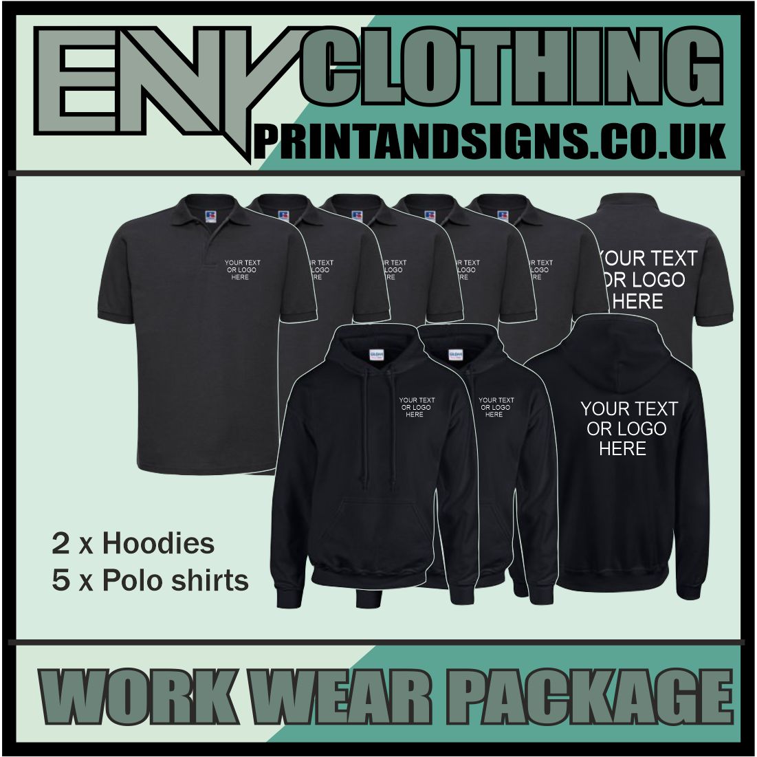 Work Wear Pack 2 Hoodies + 5 Polo shirts