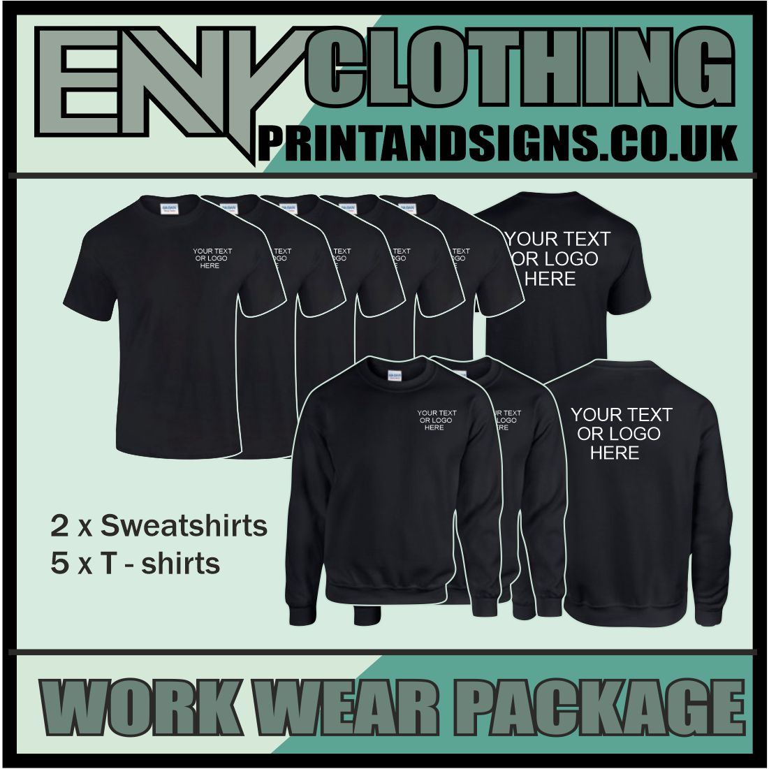 Work Wear Pack 2 x Sweat shirts + 5 x T-shirts